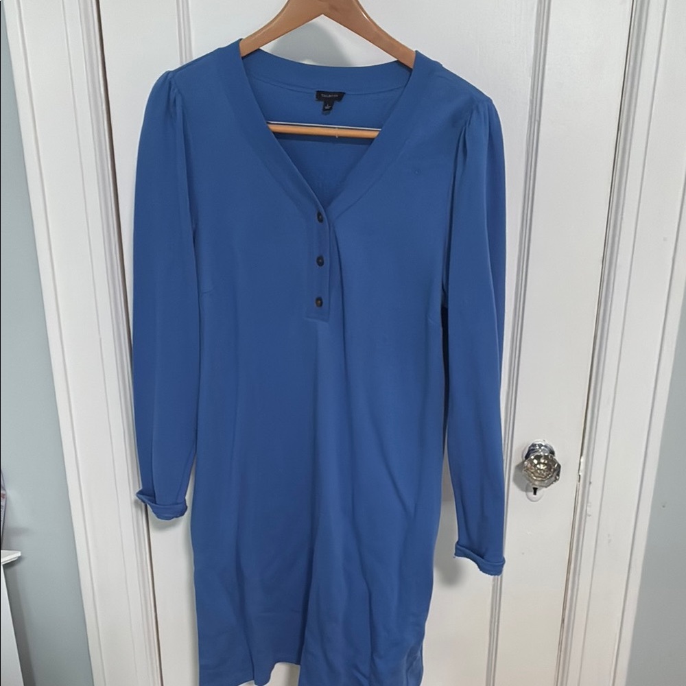 Talbots Blue V-Neck Long Sleeve Casual Dress